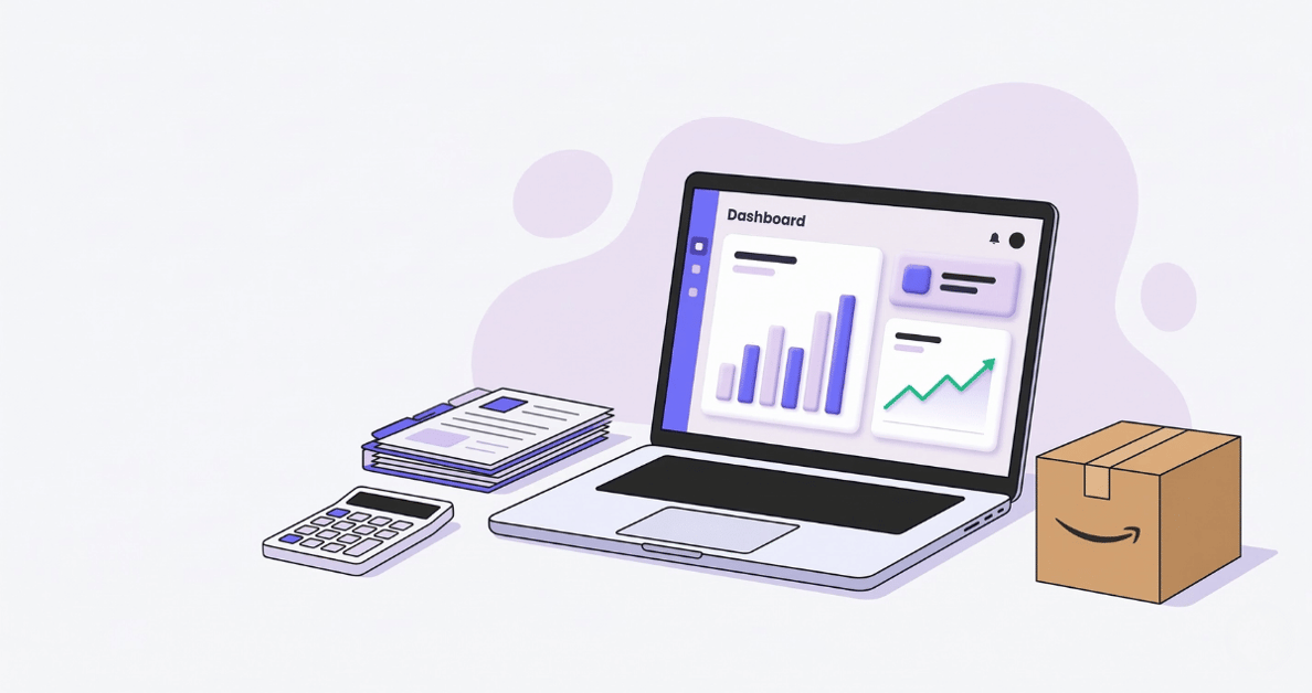 Amazon seller bookkeeping workflow on a financial dashboard